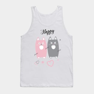 Gifts & Clothing Collection with Cute Cats animals, Pink & Grey Lovely Little Kittens, decoration. Love, Birthday, Anniversary - Gifts Tank Top